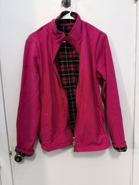 mark. Pink fleece jacket breast cancer ribbon zipper pull pockets SZ Xl NWOT